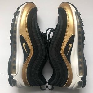Nike Air Max 97 Black Gold Metallic Womens Size 7.5 Big Kids 6Y